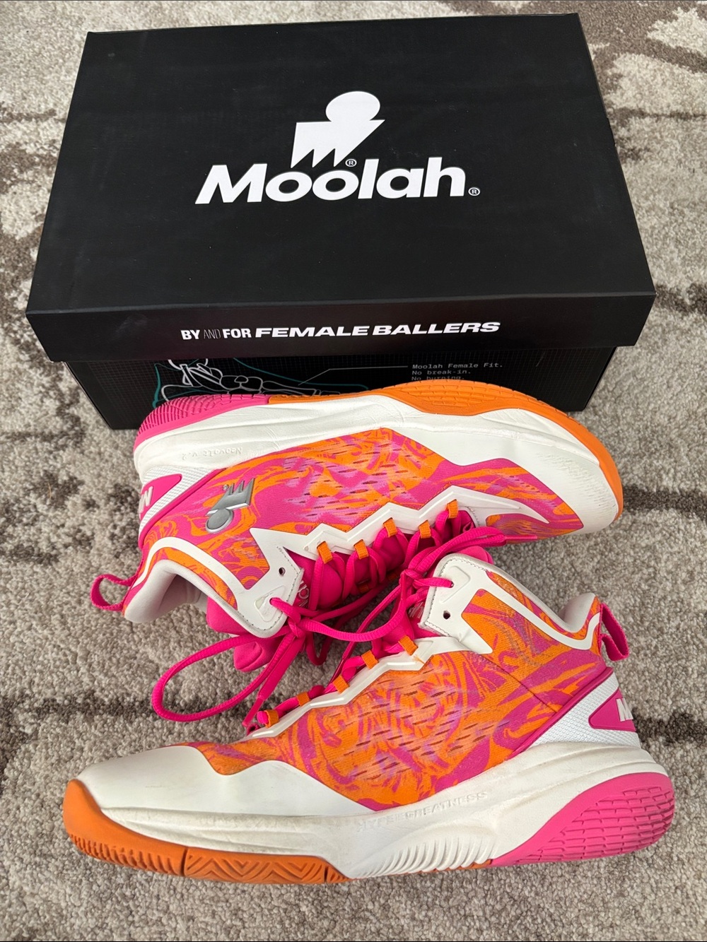 Moolah Kicks Neovolt Pro V2 Pink Orange Women’s Basketball Shoes Size 10